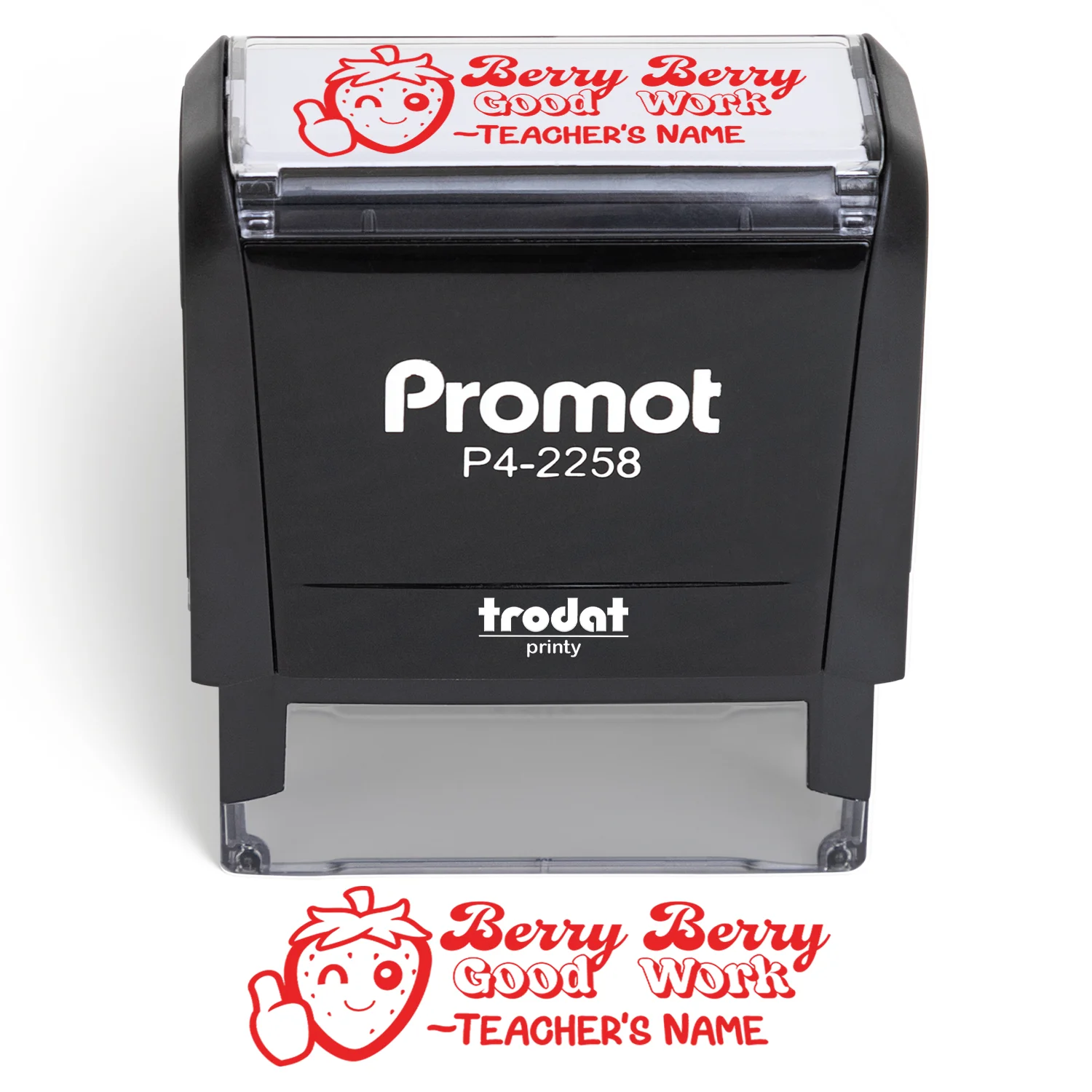 Teacher Custom Rubber Stamp "Berry Berry Good Work" - Large